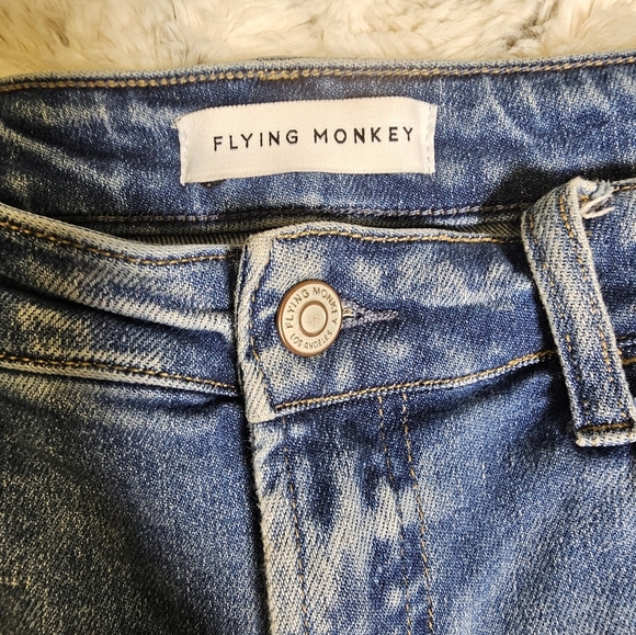 Flying Monkey Distressed Ripped Ankle Jeans Medium Wash 32 - Picture 5 of 13
